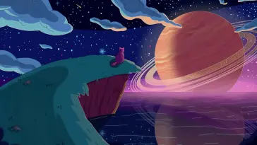 Purple Cat in Space live wallpaper download