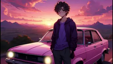 Anime Boy With Pink Car live wallpaper download