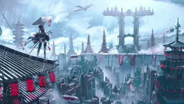 Samurai Girl on Roof live wallpaper download
