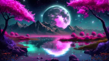 Moon Near Cherry Trees live wallpaper download