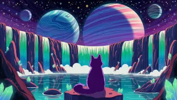 Purple Cat and Planets live wallpaper download