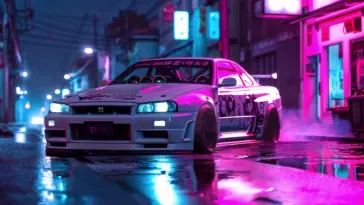 Skyline R34 Neon live wallpaper download