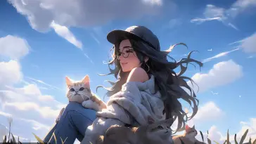 Anime Girl With Cats live wallpaper download