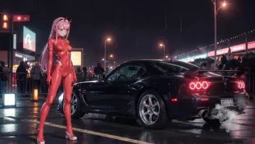 Zero Two and Mazda RX-7 live wallpaper download