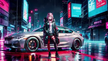 Zero Two and BMW F36 live wallpaper download