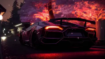Pink Lambo Under Sakura live wallpaper download