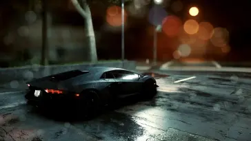 Black Lamborgini Under the Rain (NFS) live wallpaper download