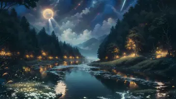 River With Full Moon live wallpaper download
