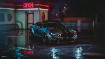 Ford Mustang GT Parked Under the Rain live wallpaper download