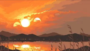Pixel Sunset Lake live wallpaper download