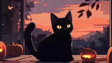 Halloween Lofi Cat live wallpaper download