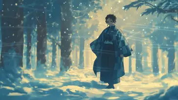 Snowbound Warrior Tanjiro Kamado live wallpaper download