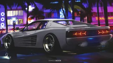 Retrowave Ferrari Testarossa live wallpaper download