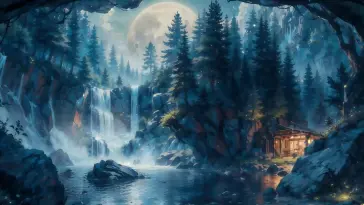 Blue Forest Waterfalls live wallpaper download