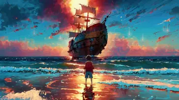 Luffy and the Thousand Sunny live wallpaper download