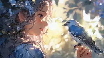 Girl With Blue Bird live wallpaper download