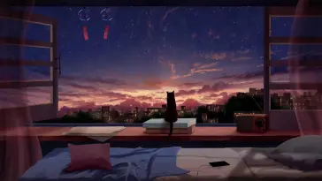Cat Watching Sunset live wallpaper download