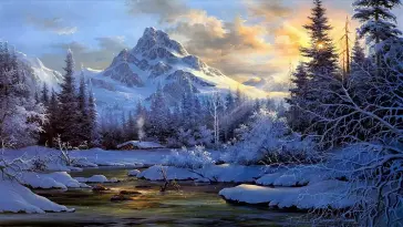 Winter Mountain Sunset live wallpaper download