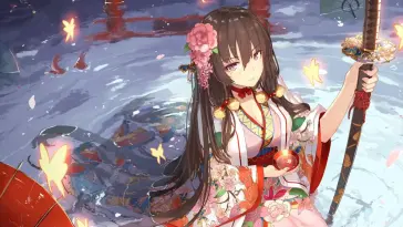 Stunning Anime Girl With Falling Petals of Flowers live wallpaper download
