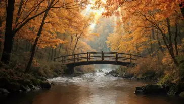 Bridge Crossing Autumn Colors live wallpaper download