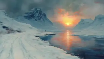 Frozen River at Sunset live wallpaper download
