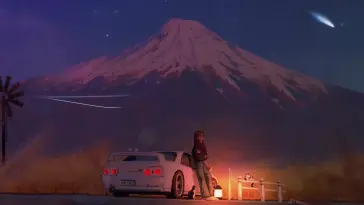 Lone Girl in Mountain Night live wallpaper download