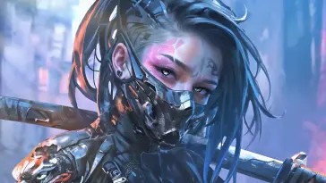 Cyberpunk Girl’s Hidden Face live wallpaper download