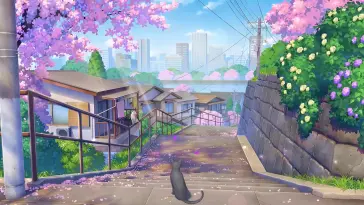 Cat in Blooming Silence live wallpaper download
