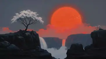 Eclipse Over Silent Falls live wallpaper download