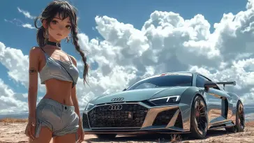 Anime Girl Next to Audi live wallpaper download