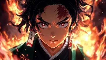 Tanjiro Kamado With Flames live wallpaper download