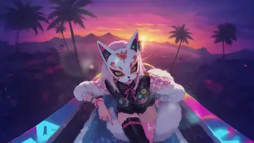 Vaporwave Foxgirl live wallpaper download