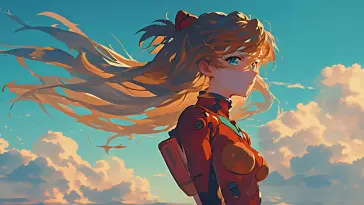 Asuka in Sunset Skies (Evangelion) live wallpaper download