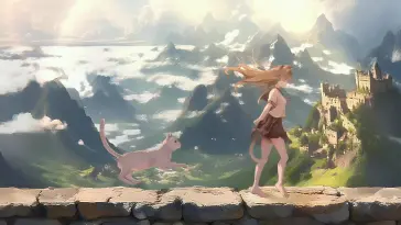 Girl & Cat Wandering Journey live wallpaper download