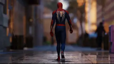 Spiderman on the Street Under the Rain live wallpaper download
