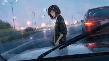 Rainfall Anime Girl live wallpaper download