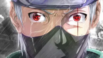Kakashi Hatake With Sharingan Symbols Crying in the Rain live wallpaper download