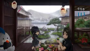 Sasuke With Itachi Drinking Tea in the House live wallpaper download